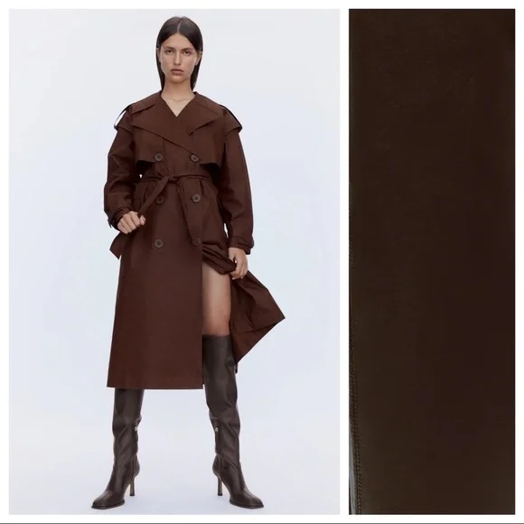 NWT. Zara Brown Long Leather High-Heel Ankle Boots. Size 9. - Picture 4 of 9